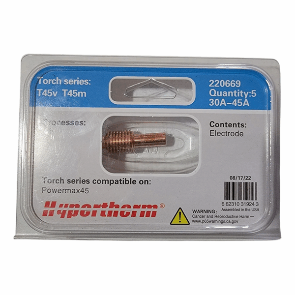 Electrodo De Plasma Powermax 45 220669 Hypertherm (5 Pzs)